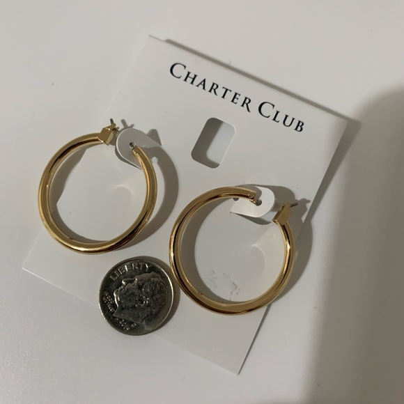 Charter Club Goldtone Tube Hoop Earrings - Picture 9 of 9